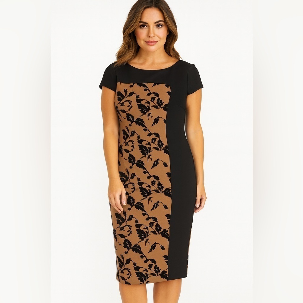 New Carmen Marc Valvo Fairview Illusion dress ivy floral career classic fall